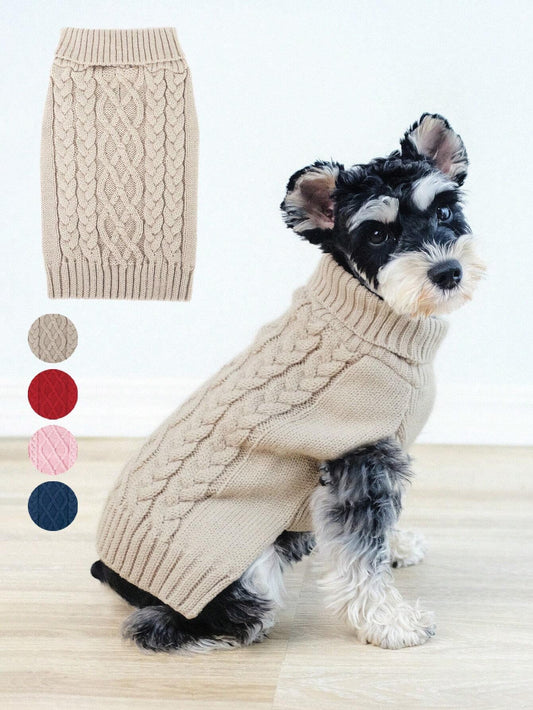 1Pc Classic Pattern Pet Sweaters Soft and Cozy Knitwear for Small Middle Large Dogs, Thickened Knitted Turtleneck Design Elastic and Warm Puppy Winter Apparel for Boy and Girl Dogs