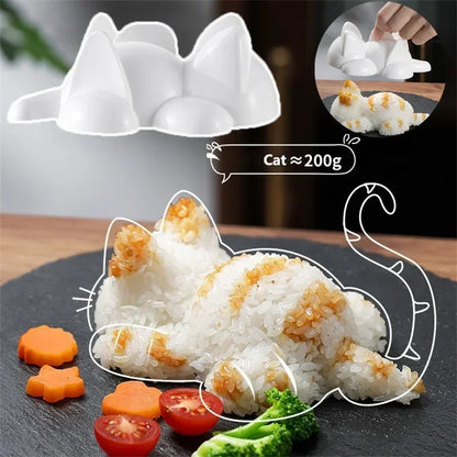 1PC Cute Cartoon Cat Mold DIY Rice Ball Sushi Molds Kids Rice Mashed Potato Pumpkin Mash Baking Supplies Kitchen Accessorie